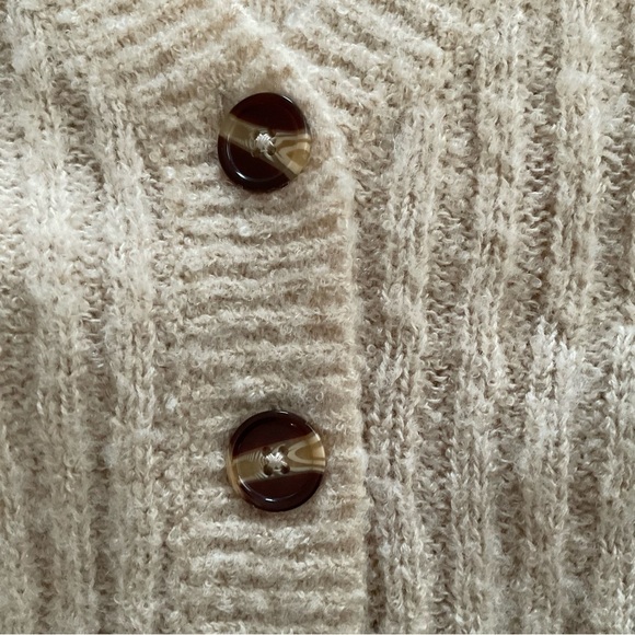 Lovers + Friends Caroline Cardigan Sz S Tan V-Neck Ribbed Grandmacore Slouchy - Picture 4 of 11